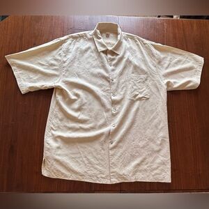 SOLD Fonte Men's Casual Light Yellowish/Gold Button Down Shirt. 100%Washed Silk.